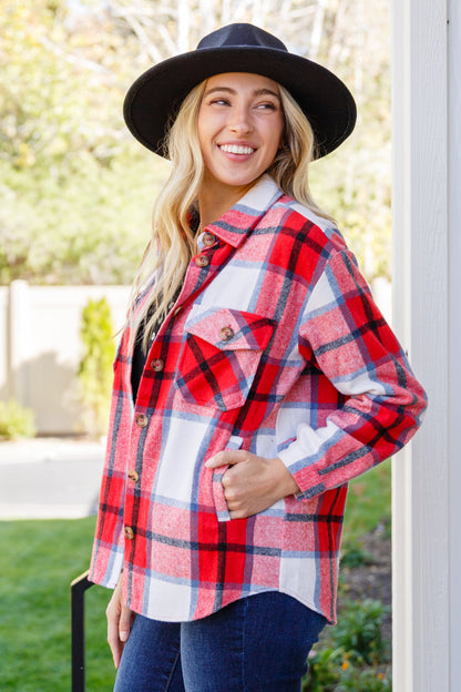 A Good Thing Going Plaid Shacket In Red (Online Exclusive)