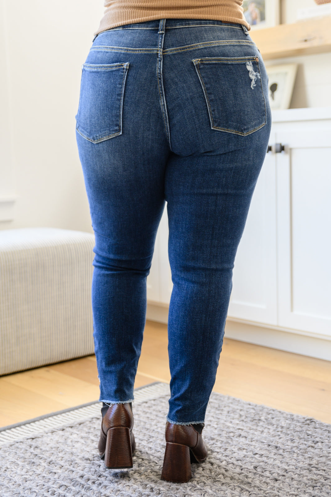 Annalise Slanted Raw Hem Skinny Jeans (Online Exclusive)