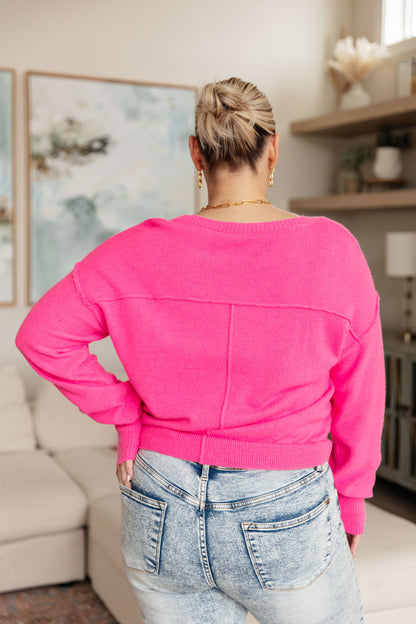 Back to Life V-Neck Sweater in Pink (Online Exclusive)