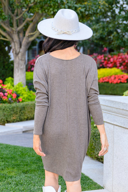 Be True Cowl Neck Knit Mini Dress In Cocoa (Online Exclusive)