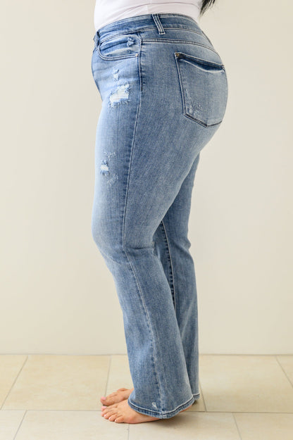Brecken Hi-Waist Minimal Destroy Bootcut Jeans (Online Exclusive)