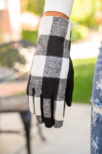 Buffalo Plaid Tech Touch Gloves In Black (Online Exclusive)