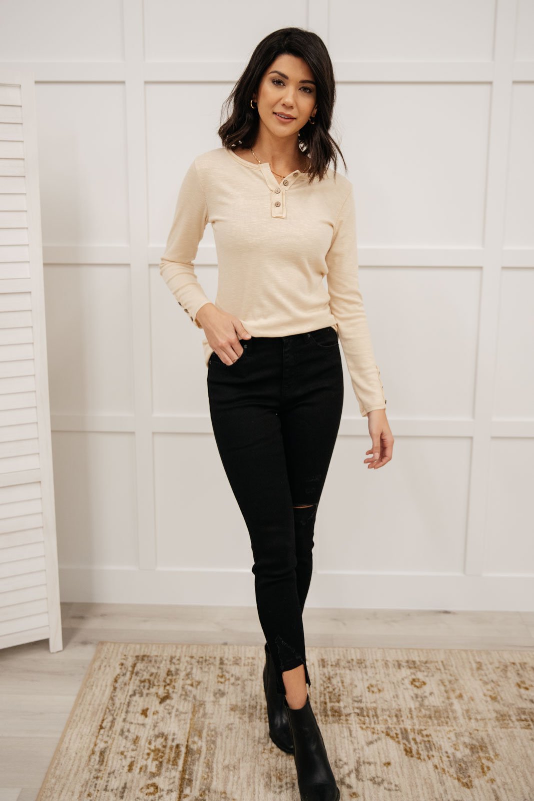 By The Fireplace Thermal Top in Oatmeal (Online Exclusive)