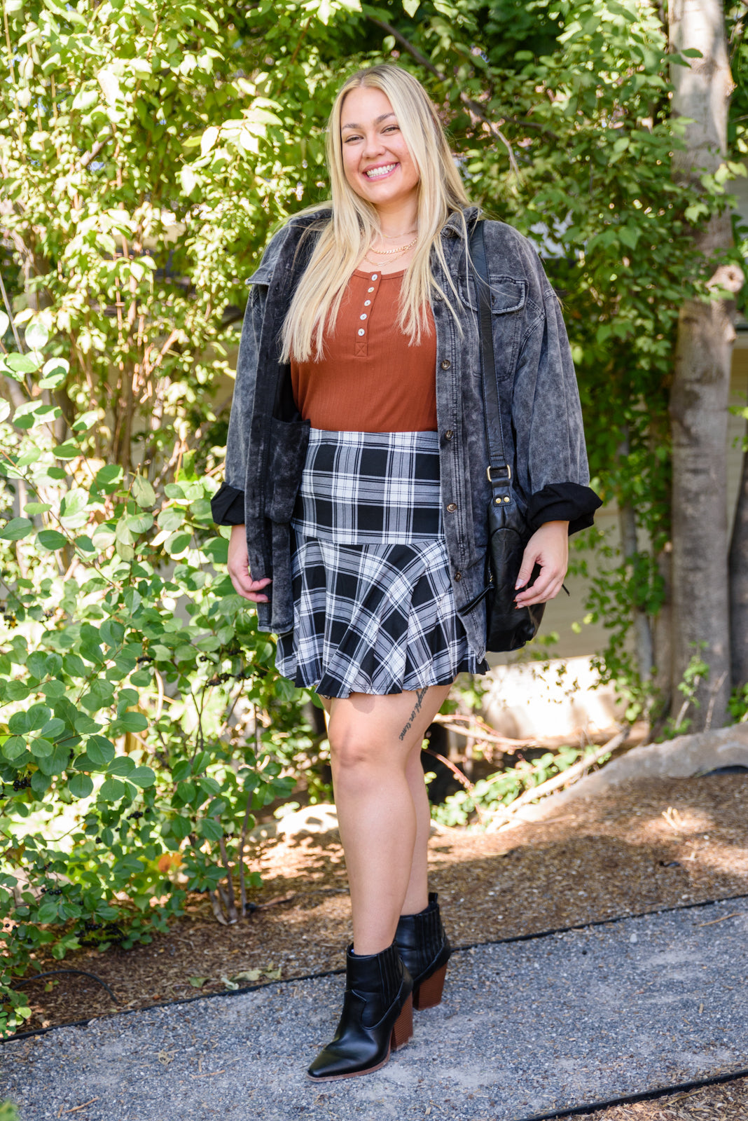 Call Me On Line Two Plaid Mini Skort (Online Exclusive)