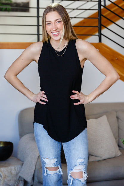 Can't Wait For Spring Hi-Low Sleeveless Top in Black (Online Exclusive)