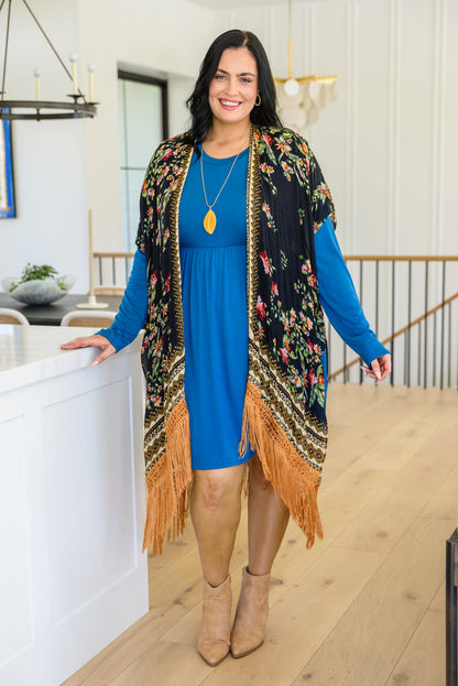 Mini-robe en tricot à manches longues Cara en bleu sarcelle (exclusivité en ligne)