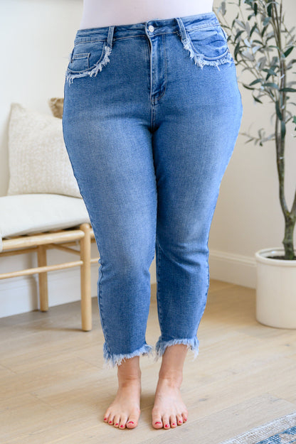 Christina Fringed Pocket Slim Fit Jeans (Online Exclusive)