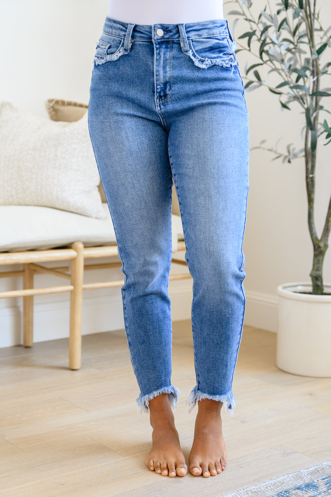 Christina Fringed Pocket Slim Fit Jeans (Online Exclusive)