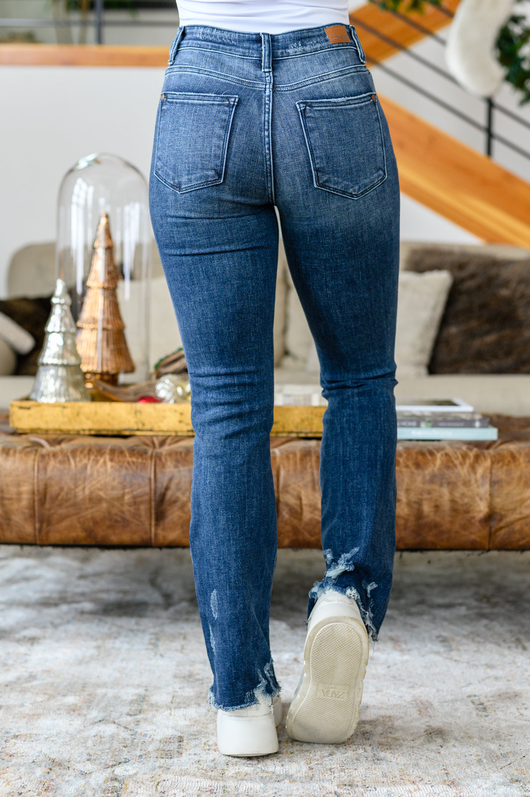 Christine High Contrast Slim Bootcut Destroyed Jeans (Online Exclusive)