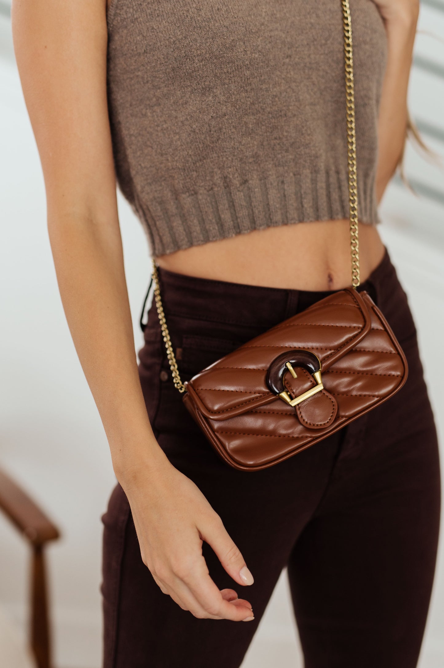 Classic Beauty Quilted Clutch in Brown (Online Exclusive)