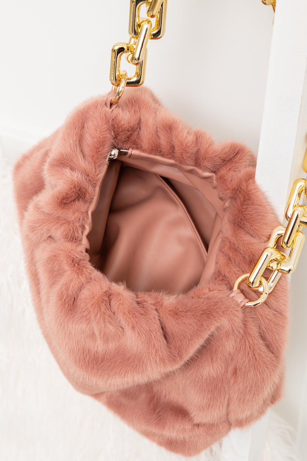 Classy And Carefree Faux Fur Bag In Mauve (Online Exclusive)