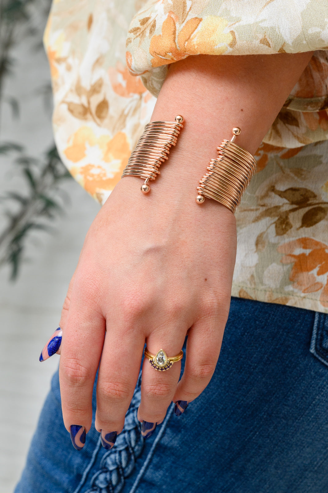 Clear Intentions Layered Cuff Bracelet In Rose Gold (Online Exclusive)