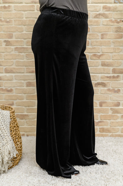 Pantalones negros de pernera ancha de terciopelo Cleo (exclusivo en línea)