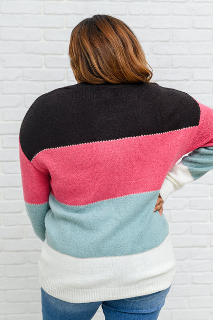 Suéter de punto a rayas con bloques de color (exclusivo en línea)