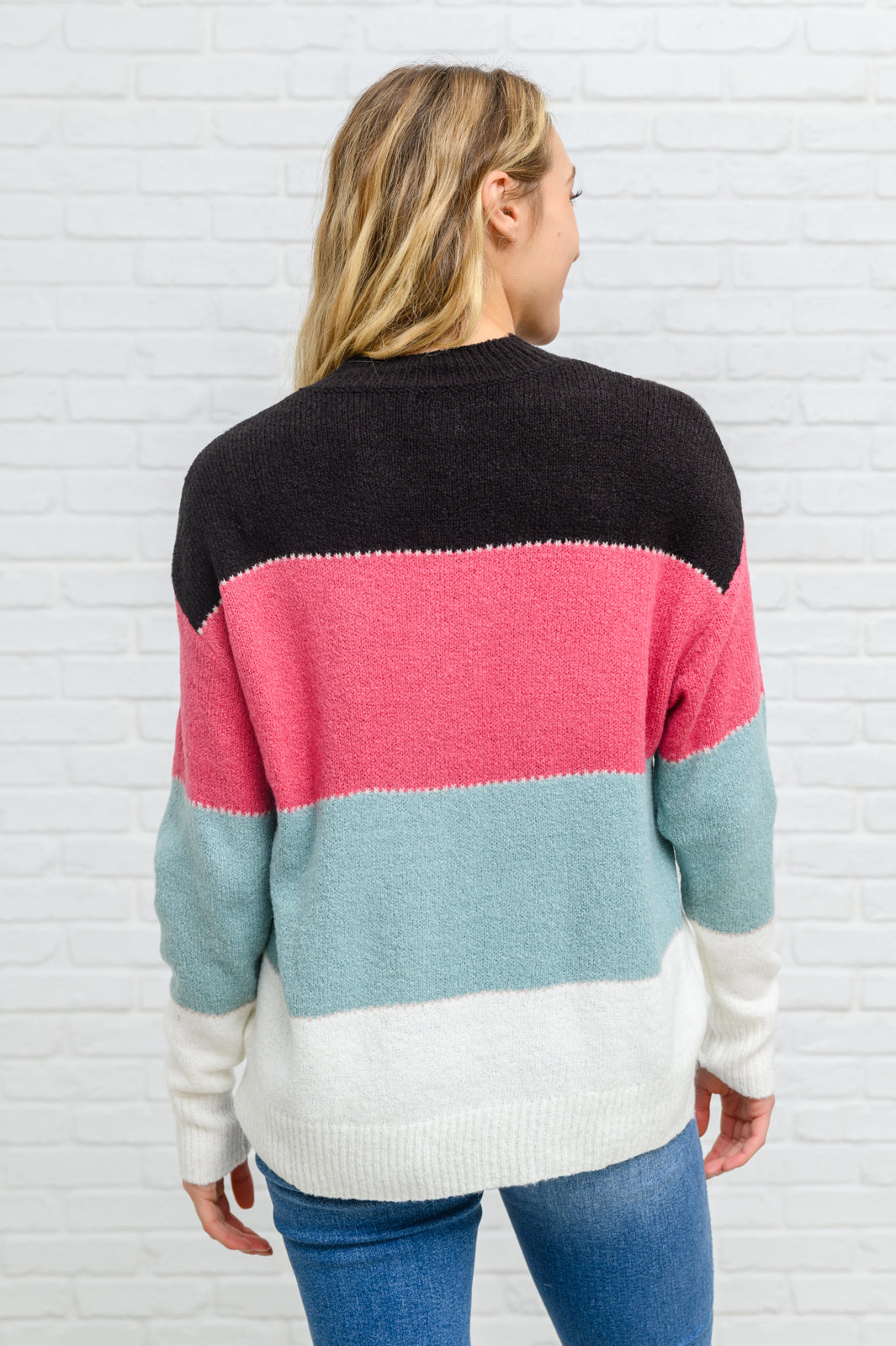 Color Blocked Striped Knit Sweater (Online Exclusive)