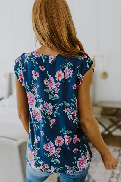 Crowd Charmer Floral Cap Sleeve Blouse (Online Exclusive)