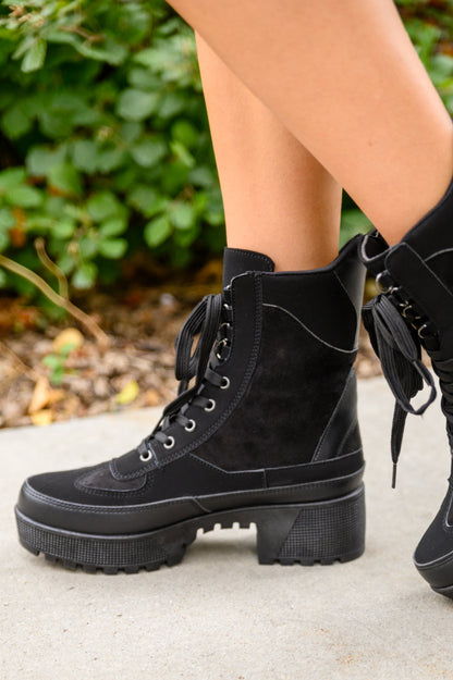 Desert Nights Lace Up Boots In Black (Online Exclusive)