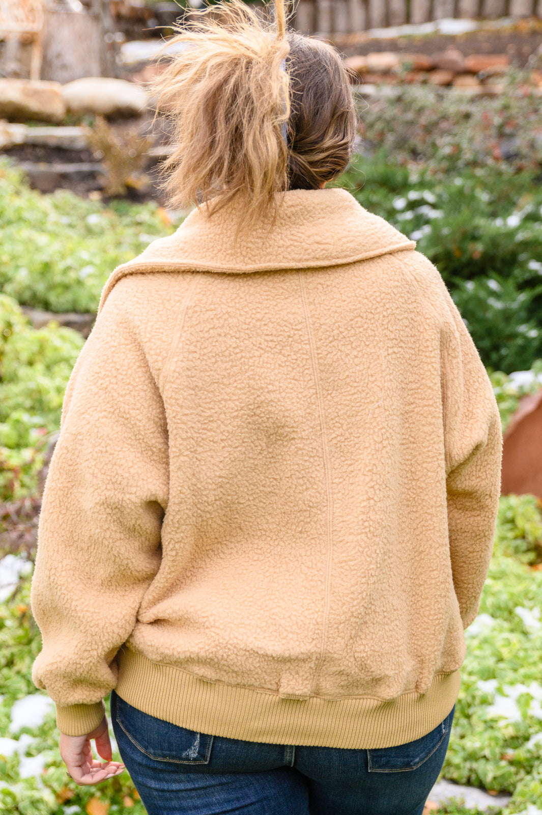 Don't Stress Oversized Collar Sherpa Jacket In Taupe (Online Exclusive)