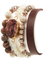 Druzy Stone Bracelet Set