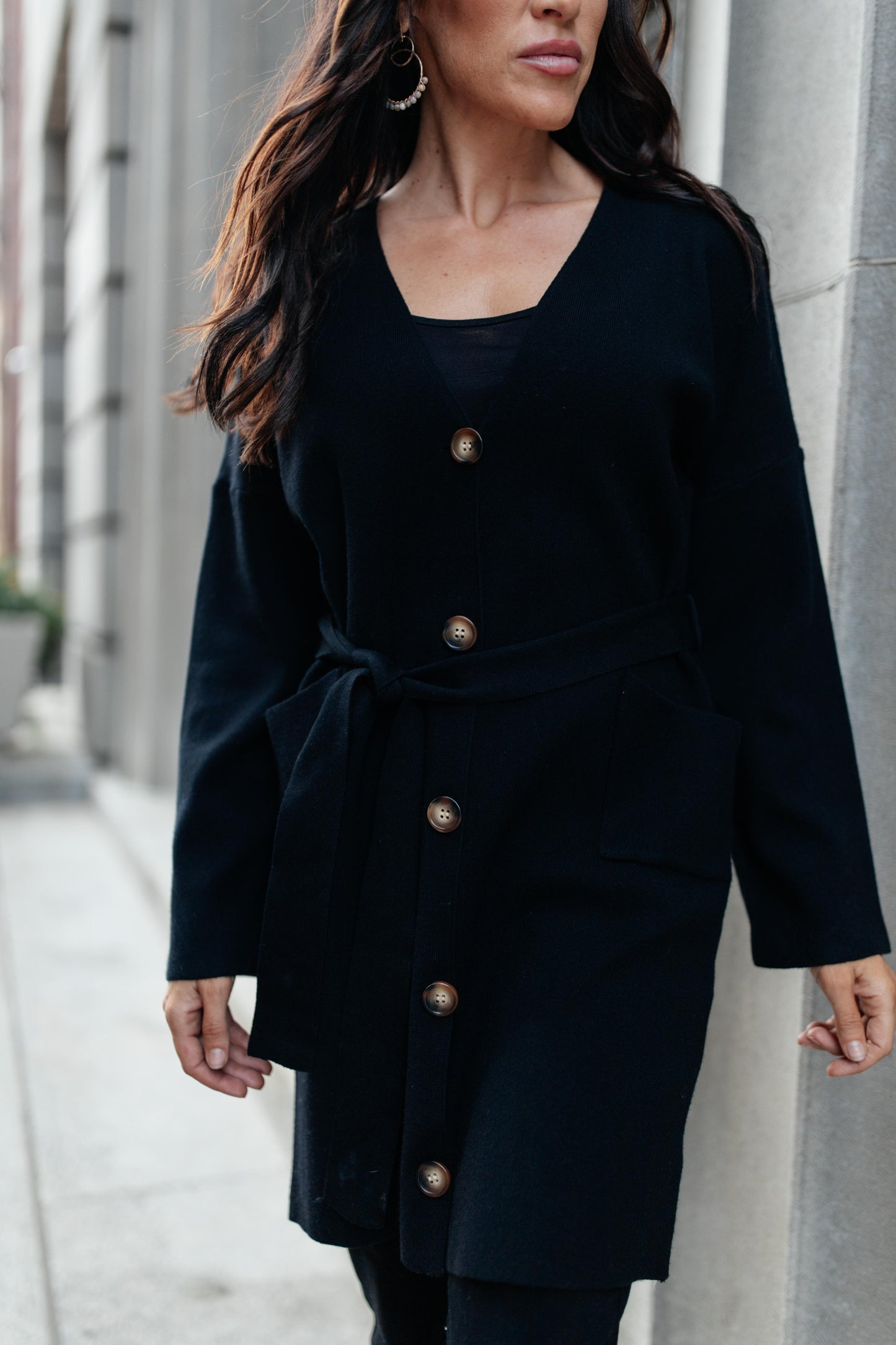 Editor Soft Trench Cardi in Black (Online Exclusive)