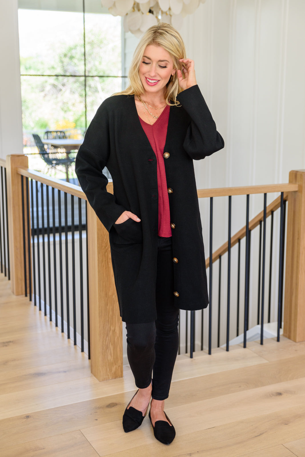 Editor Soft Trench Cardi in Black (Online Exclusive)