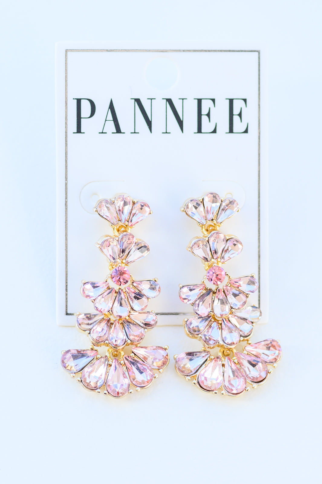 Ella Smoky Crystal Drop Earrings in Light Pink (Online Exclusive)