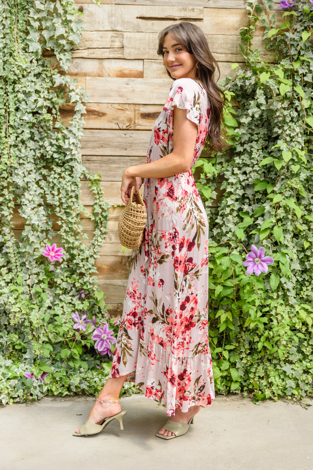 Vestido largo con estampado floral sin fin (exclusivo en línea)
