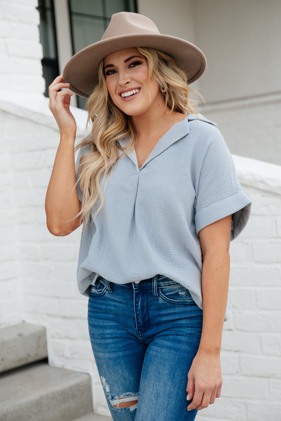 Everyday Dusty Blue Blouse (Online Exclusive)