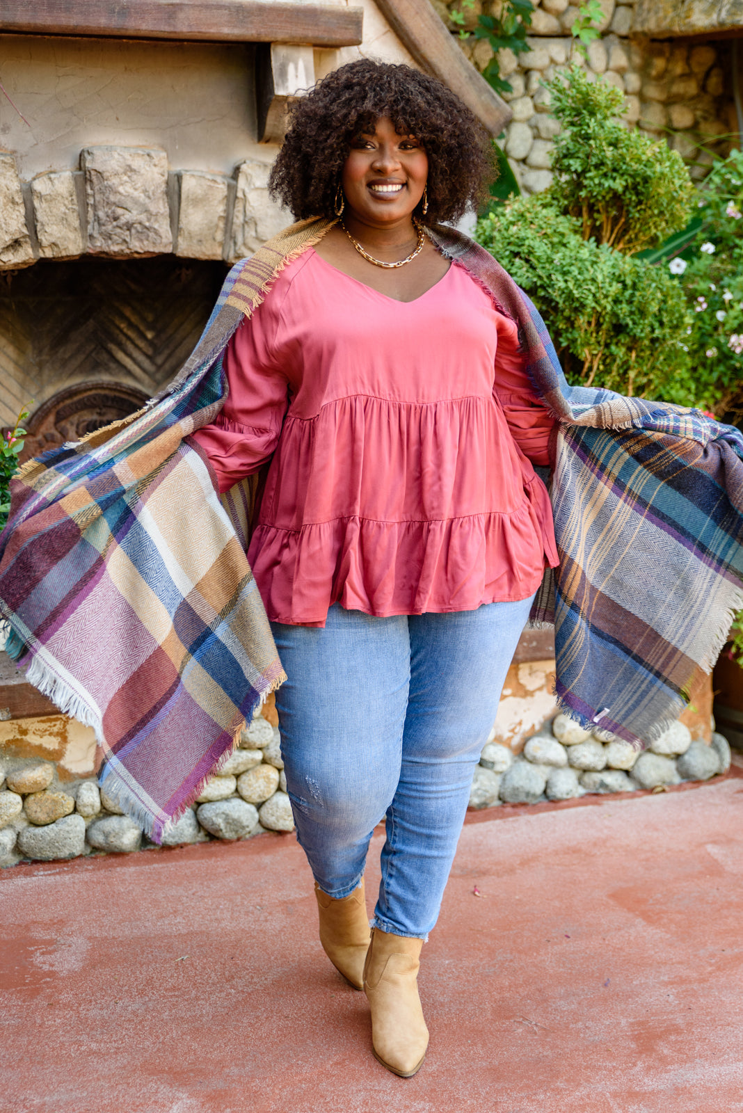 Fab In Plaid Kimono With Pockets (Online Exclusive)