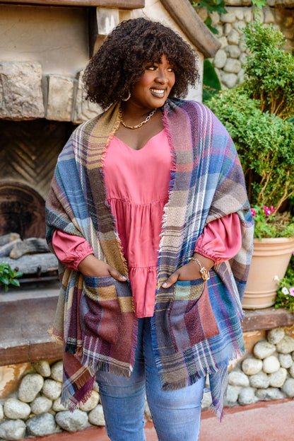 Fab In Plaid Kimono With Pockets (Online Exclusive)
