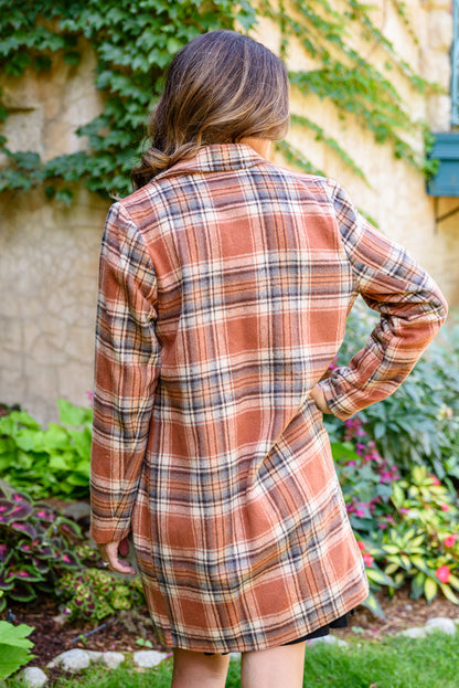 Fall In Love Plaid Jacket In Rust (Online Exclusive)