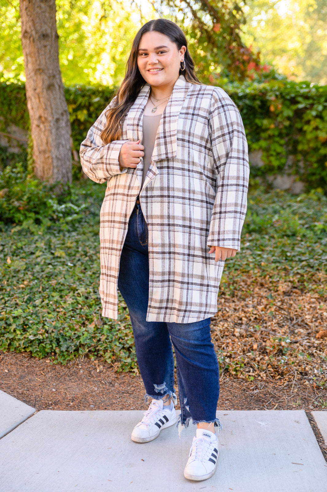 Fall In Love Plaid Jacket in Cream (Online Exclusive)