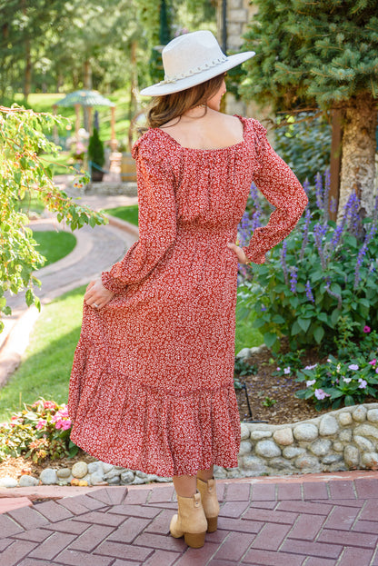 First Kiss Long Sleeve Maxi Dress In Rust (Online Exclusive)