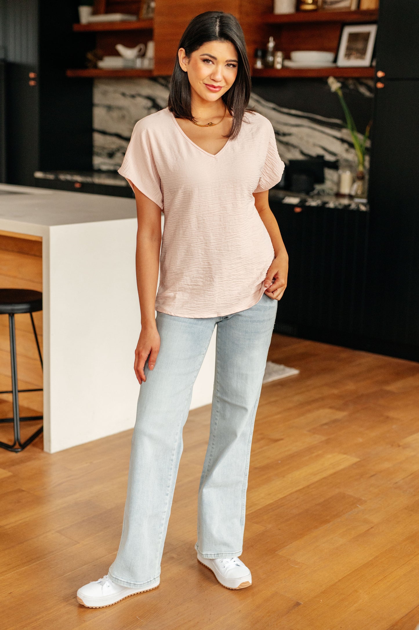 Frequently Asked Questions V-Neck Top in Blush (Online Exclusive)