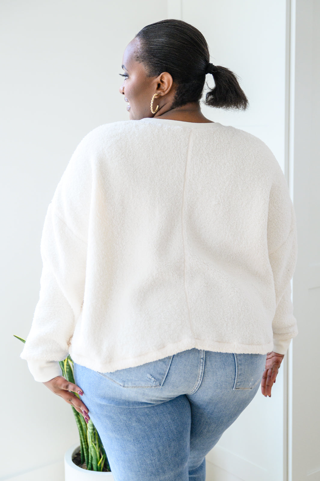 Fuzzy Cuddles Sweater in Off White (Online Exclusive)