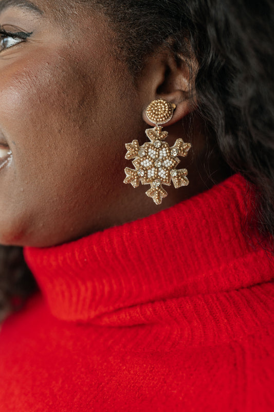 Glitz And Glam Beaded Snowflake Earrings (Online Exclusive)