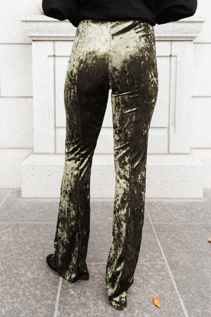 Groovy Chick Bell Bottom Leggings In Olive (Online Exclusive)