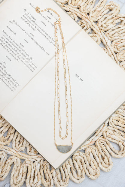 Half Moon Stone Stud & Necklace Set in Smokey Quartz (Online Exclusive)