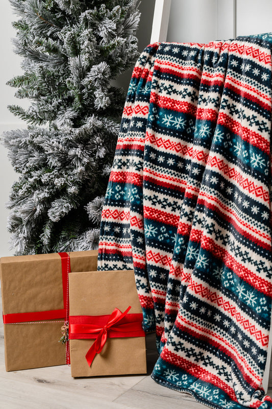 Manta navideña de lana en tejido tipo jersey (exclusivo en línea) 