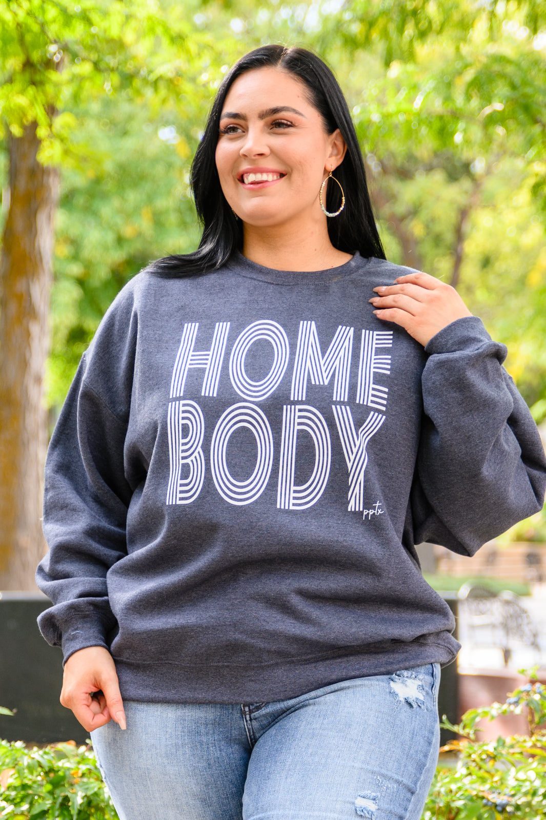Home Body Crew Neck Sweatshirt In Charcoal (Online Exclusive)