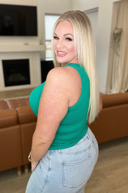 Double Layered Round Neck Tank Top in Kelly Green (Online Exclusive)