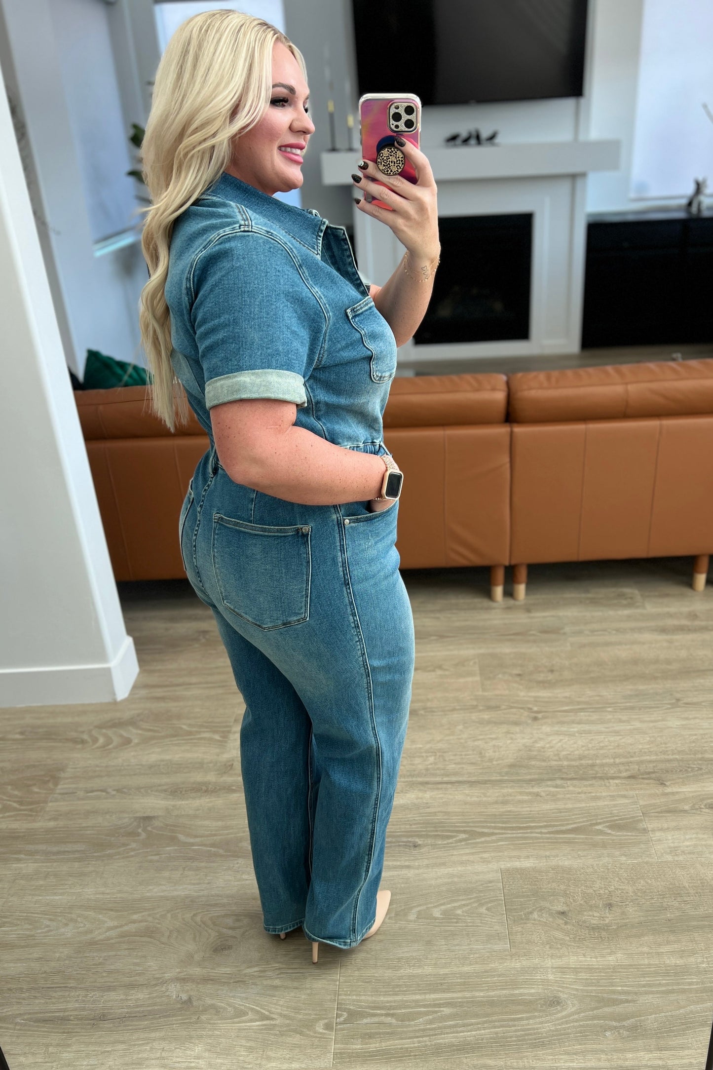 Sylvia Short Sleeve Denim Jumpsuit (Online Exclusive)