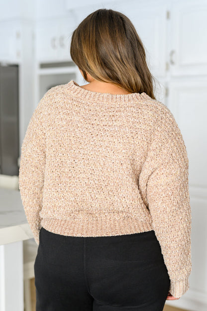 Irish Coffee Knitted Crop V Neck Sweater (Online Exclusive)