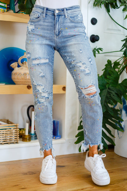 Isabella Paint Splatter Boyfriend Jeans (Online Exclusive)