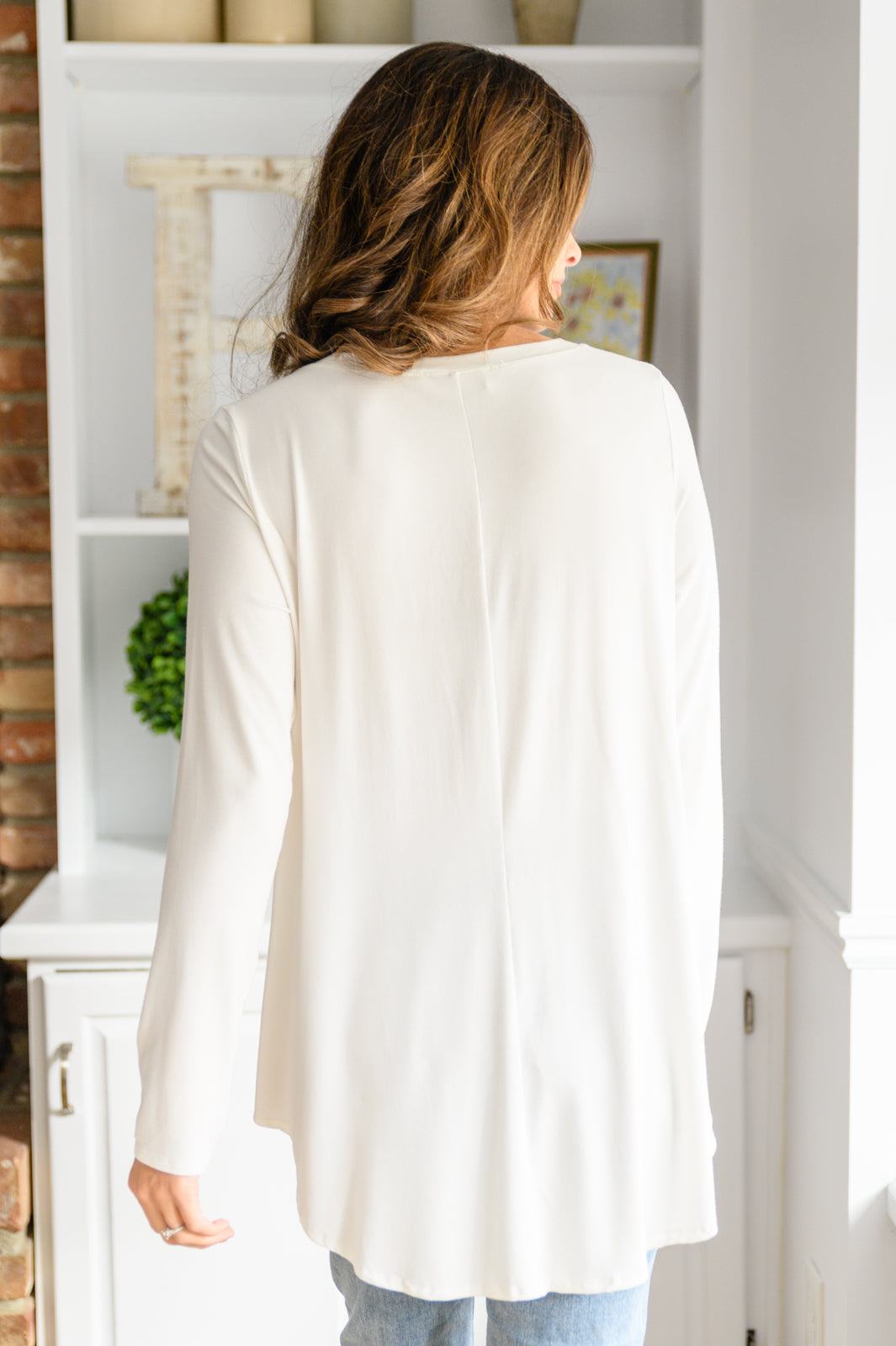 It's Your Move V Neck Long Sleeve Top In Ivory (Online Exclusive)