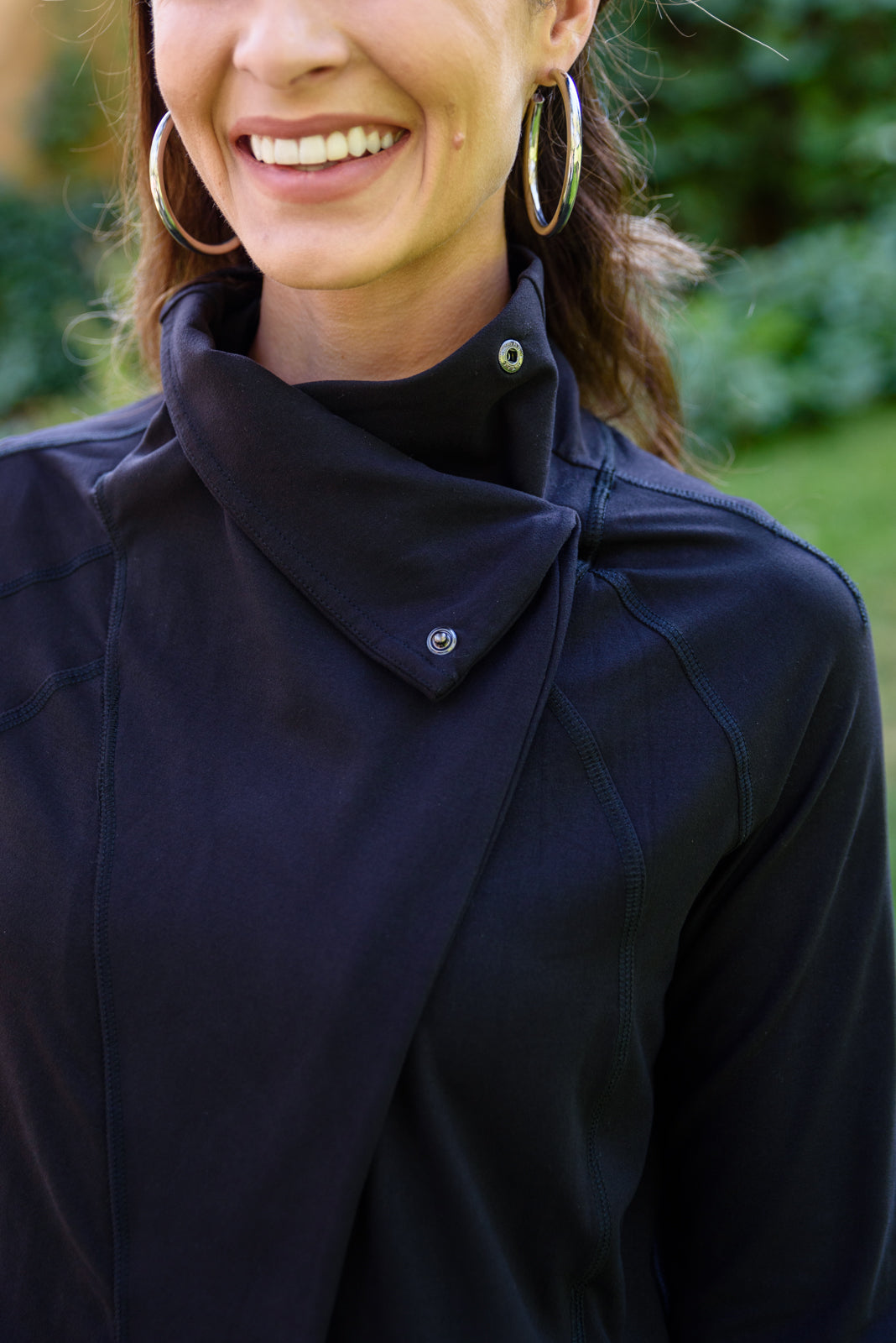 Janie Asymmetric Cowl Neck Jacket In Black (Online Exclusive)