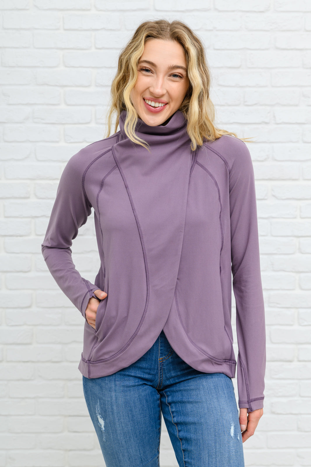 Janie Asymmetric Cowl Neck Jacket In Mulberry (Online Exclusive)