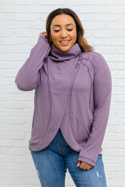 Janie Asymmetric Cowl Neck Jacket In Mulberry (Online Exclusive)