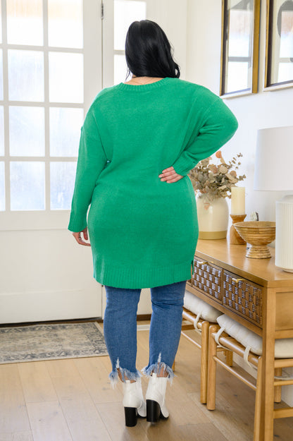 Joyful Season Sweater Tunic In Green (Online Exclusive)