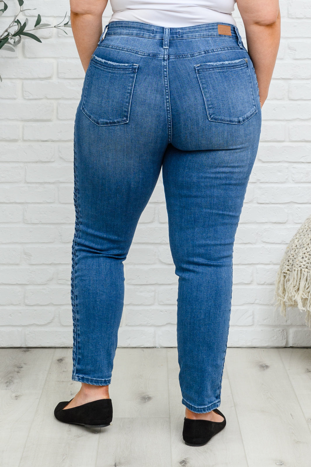Karina Relaxed Fit Braided Side Seam Detail Jeans (Online Exclusive)